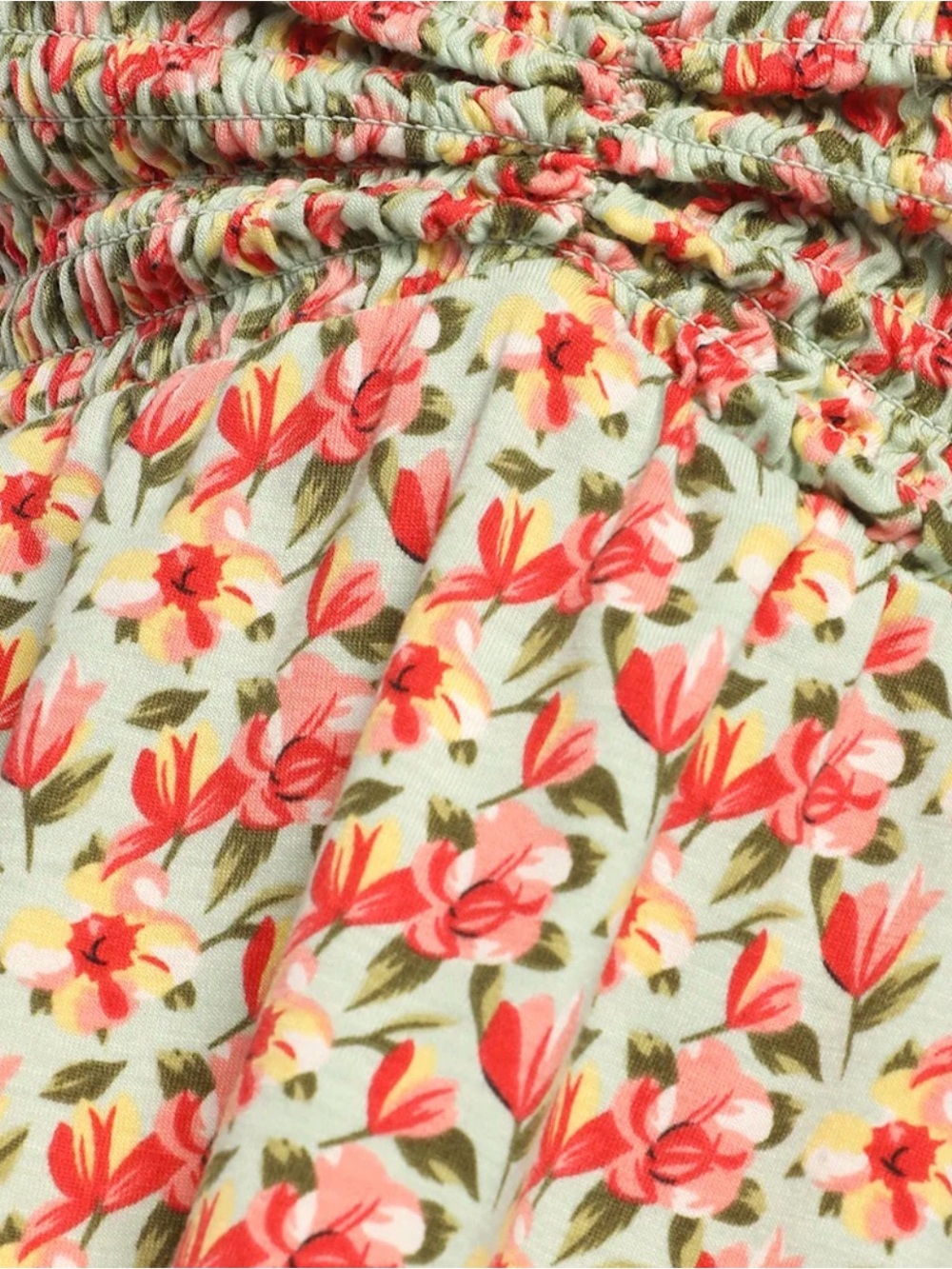 Lulu’s Such A Flirt Sage Floral Smocked Peplum Short Sleeve Top - Picture 4 of 11